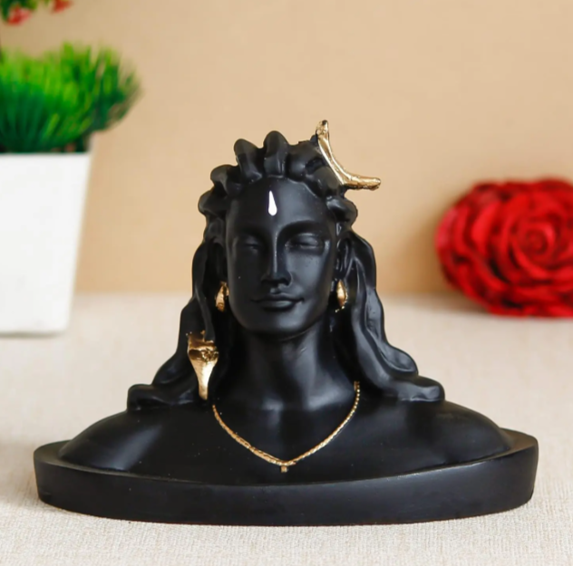 Black Resin Adiyogi Shiva Statue for Car Dashboard Adiyogi Statue for Home Decor Pooja Room Office