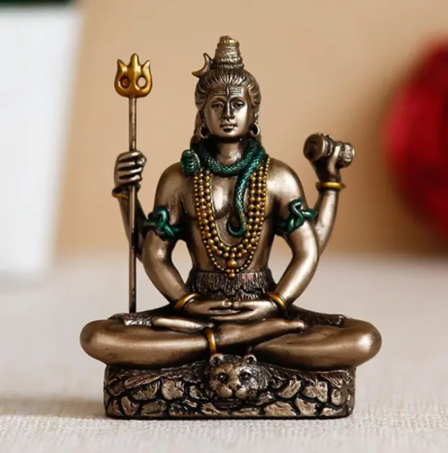 Brown Resin Meditating Lord Shiva Statue Shiv Murti Shiv Idol Gift